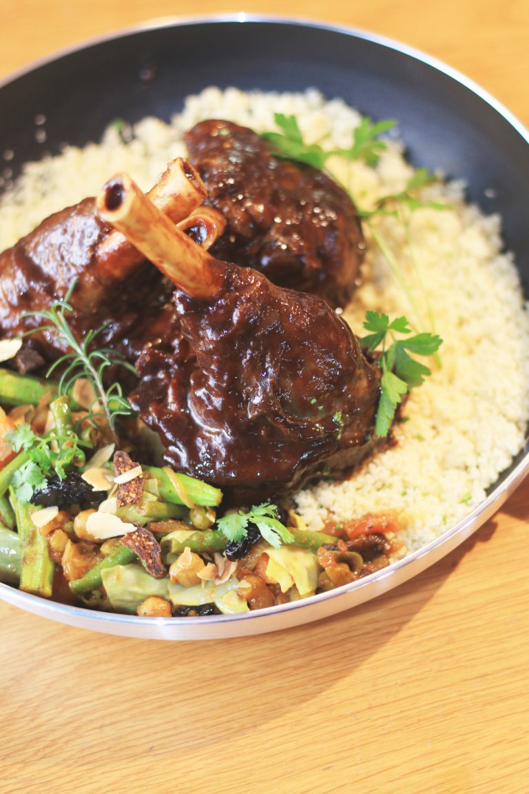Braised lamb shank with vegetable tagine and lemon couscous - Hennessy ...